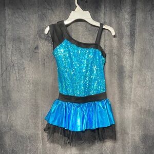 Weissman Shimmering Blue and Black Dance Costume